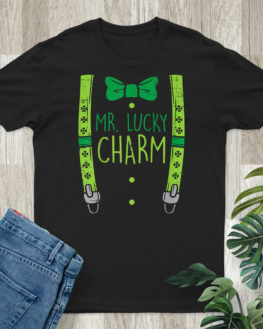 Kids Mr Lucky Charm Suspenders St Patricks Day Boys Kids Toddlers T-Shirt Unisex Standard T-Shirt black s