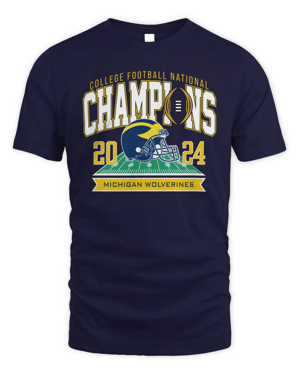 Michigan Wolverines College Football Playoff 2024 National Champions Tee Navy Unisex Standard T-Shirt navy s