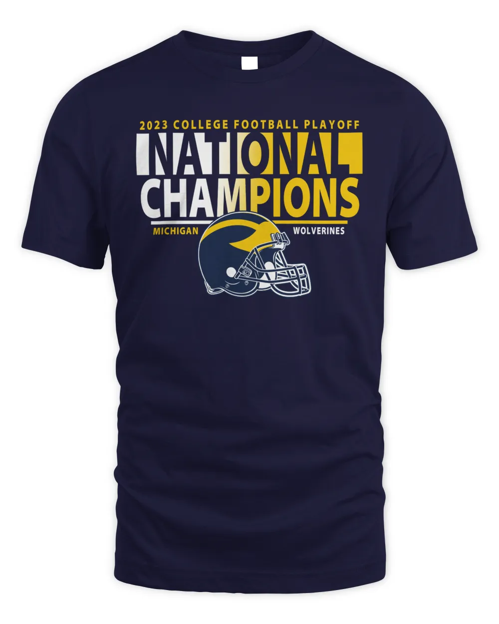 Michigan Wolverines Champion College Football Playoff 2023-2024 National Champions Helmet Shirt Unisex Standard T-Shirt navy s