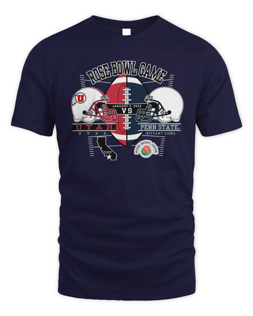 Utah Utes Vs Penn State 2022 Rose Bowl Helmet Shirt Unisex Standard T-Shirt navy s