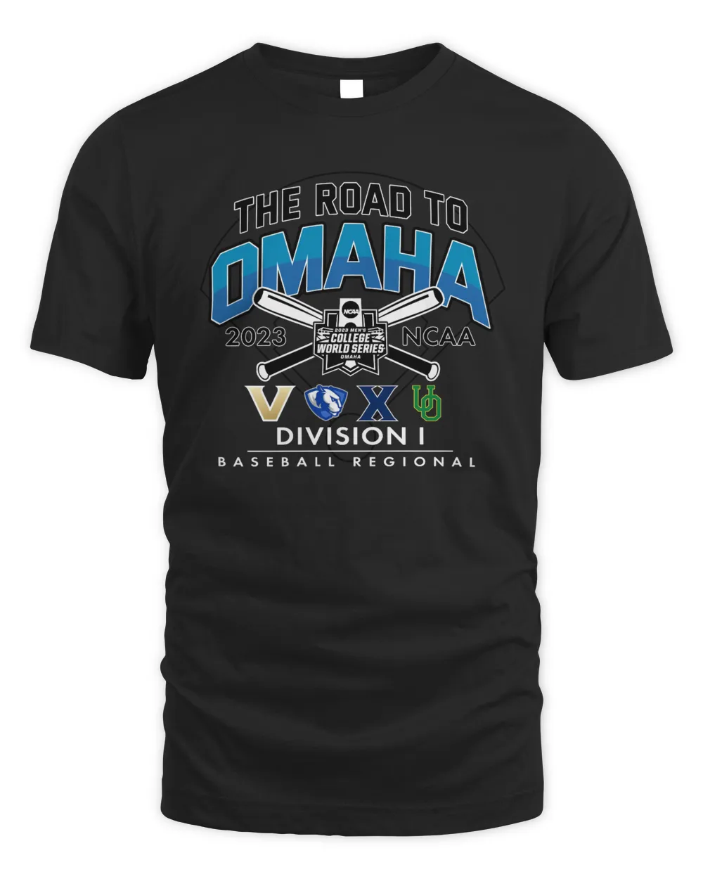 Event1 Team Store 2023 Ncaa Division I Baseball Regional Vanderbilt The Road To Omaha 4 Teams T Shirt Unisex Standard T-Shirt black s