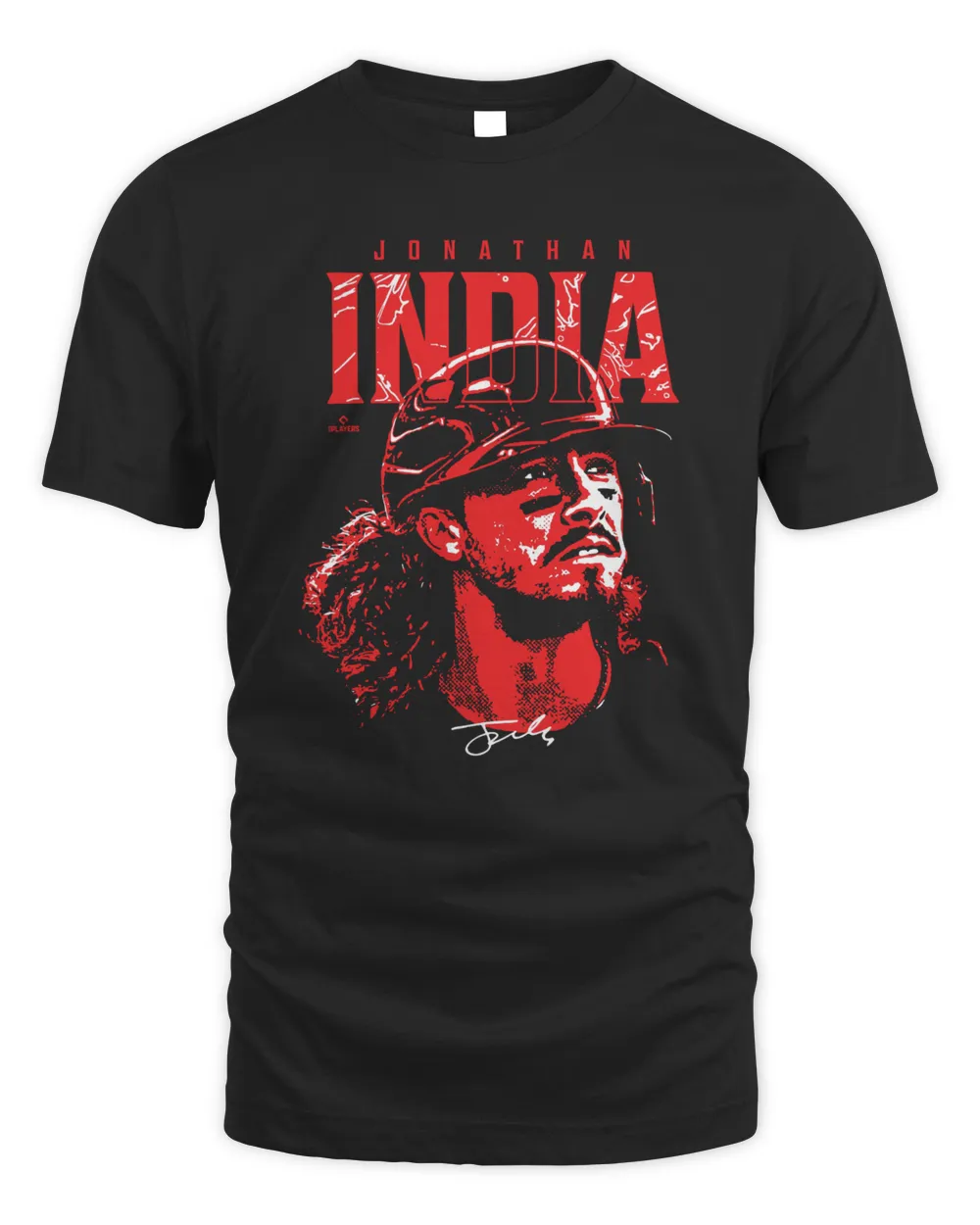 Cincinnati Reds #6 Jonathan India Face Tee Black Unisex Standard T-Shirt black s