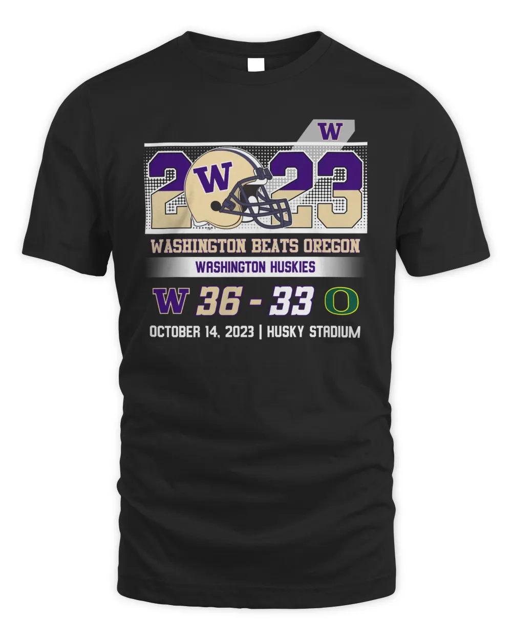 2023 Washington Beats Oregon Washington Huskies 36-33 Shirt Black Unisex Standard T-Shirt black s