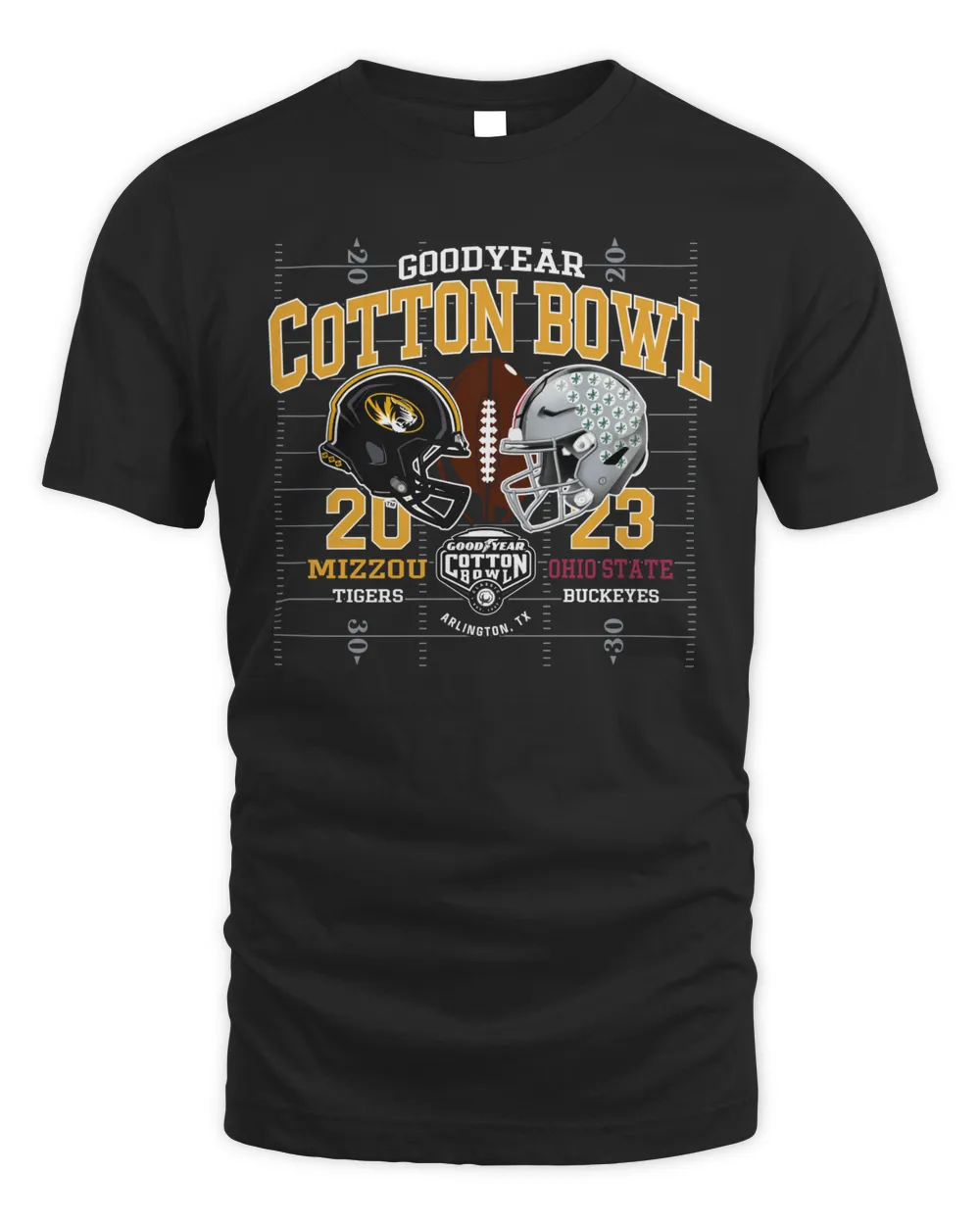 Missouri Tigers Vs Ohio State Buckeyes 2023 Cotton Bowl Bound Head To Head Tee Unisex Standard T-Shirt black s