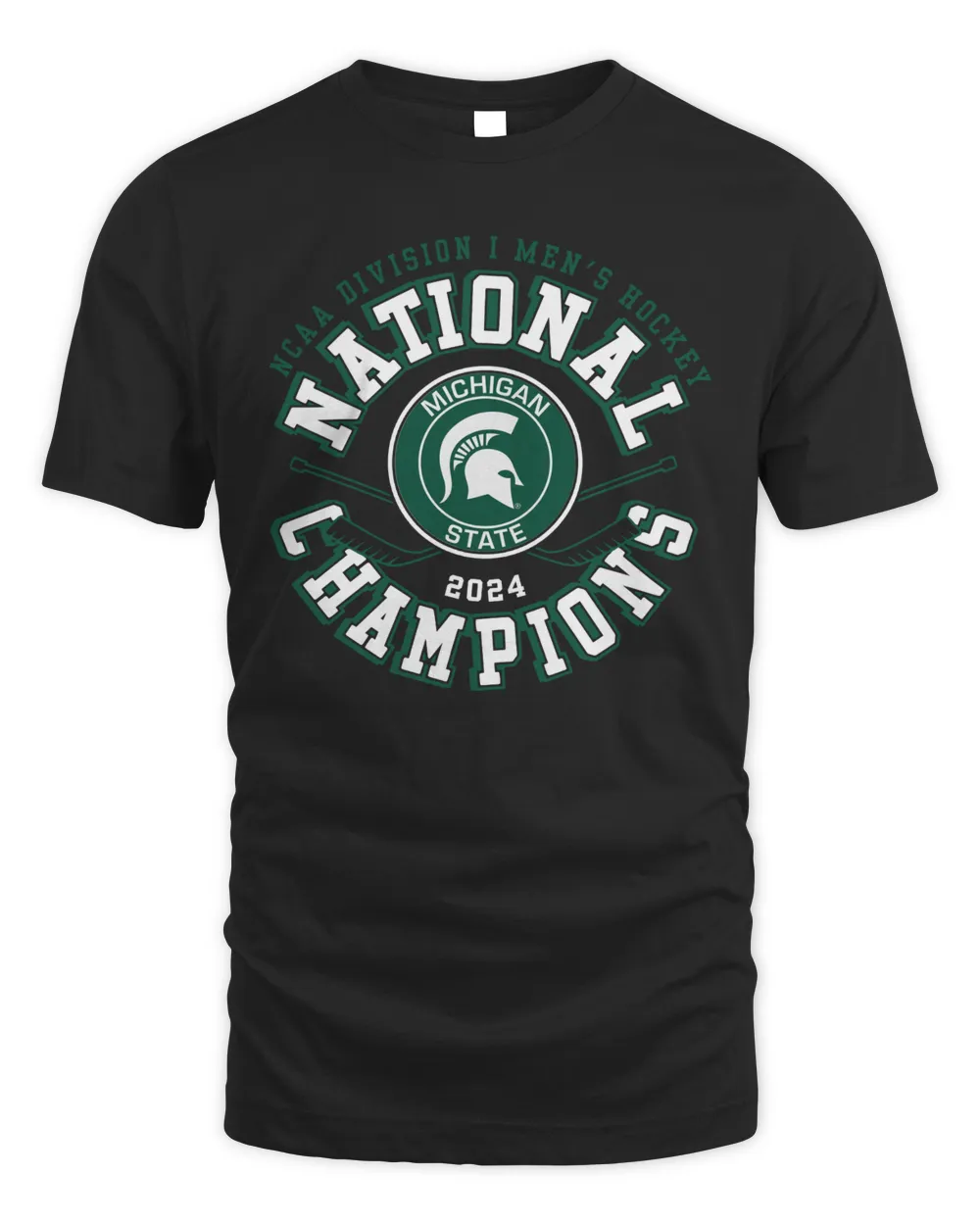 Michigan State Spartans Men's Hockey 2024 National Champions Logo Hoodie Unisex Standard T-Shirt black s