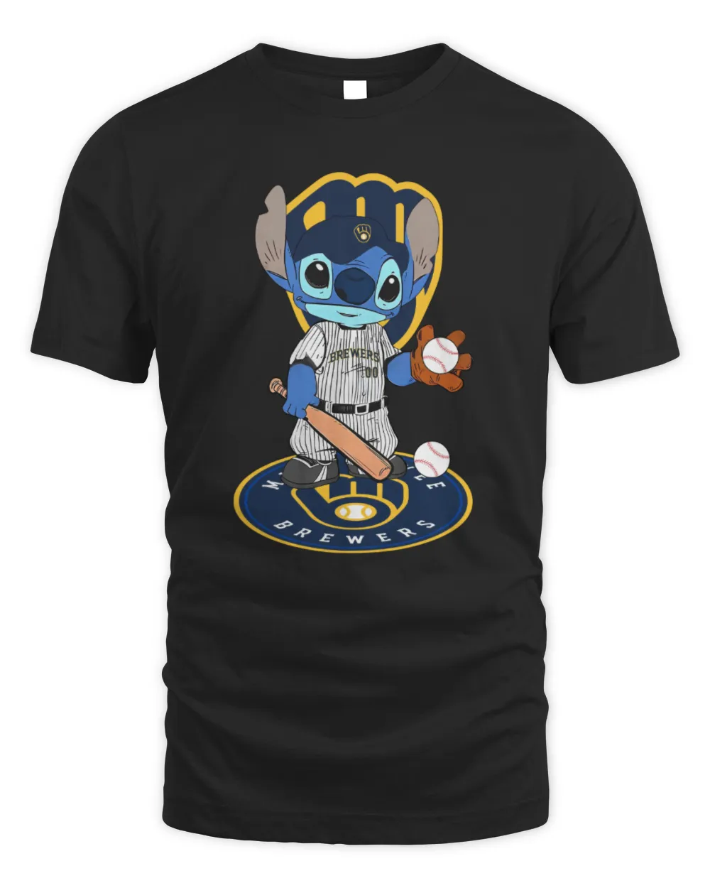Official Stitch Player Milwaukee Brewers Baseball 2024 Hoodie Unisex Standard T-Shirt black s