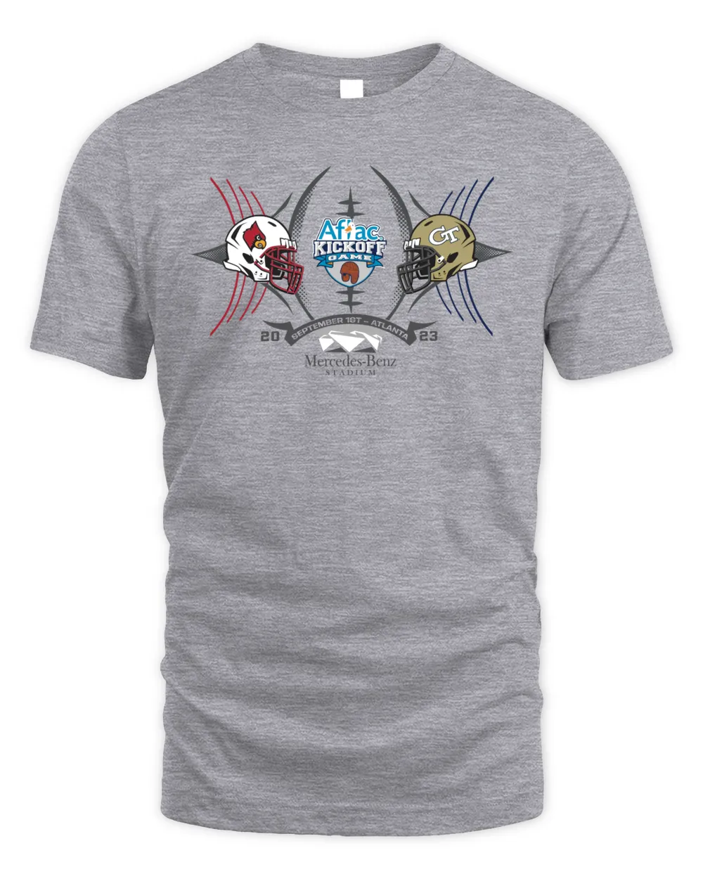 Official Louisville Cardinals Vs Georgia Tech 2023 Aflac Kickoff Game 2-Team T Shirt Unisex Standard T-Shirt sport-grey s