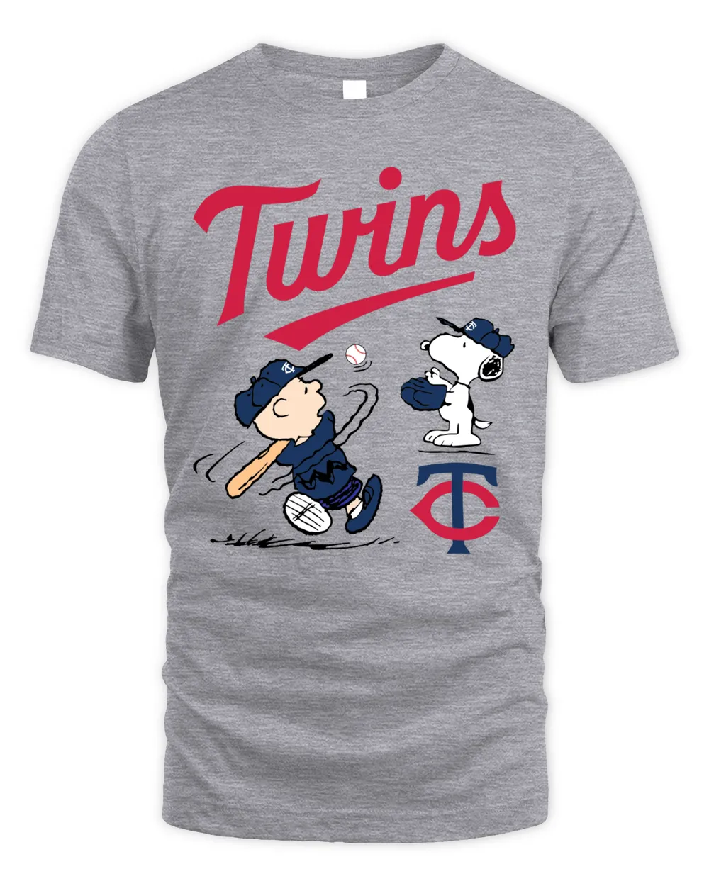 Peanuts Charlie Brown And Snoopy Playing Baseball Minnesota Twins T-Shirt Unisex Standard T-Shirt sport-grey s