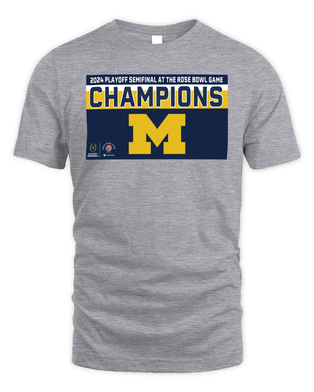 Michigan Wolverines Logo College Football Playoff 2024 Rose Bowl Champions Shirts Unisex Standard T-Shirt sport-grey s