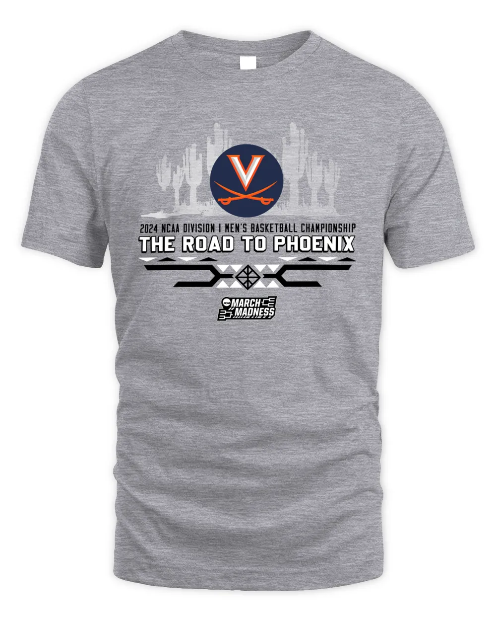 Virginia Cavaliers Team 2024 Ncaa Division I Men's Basketball Champion The Road To Phoenix March Madness Tee Unisex Standard T-Shirt sport-grey s