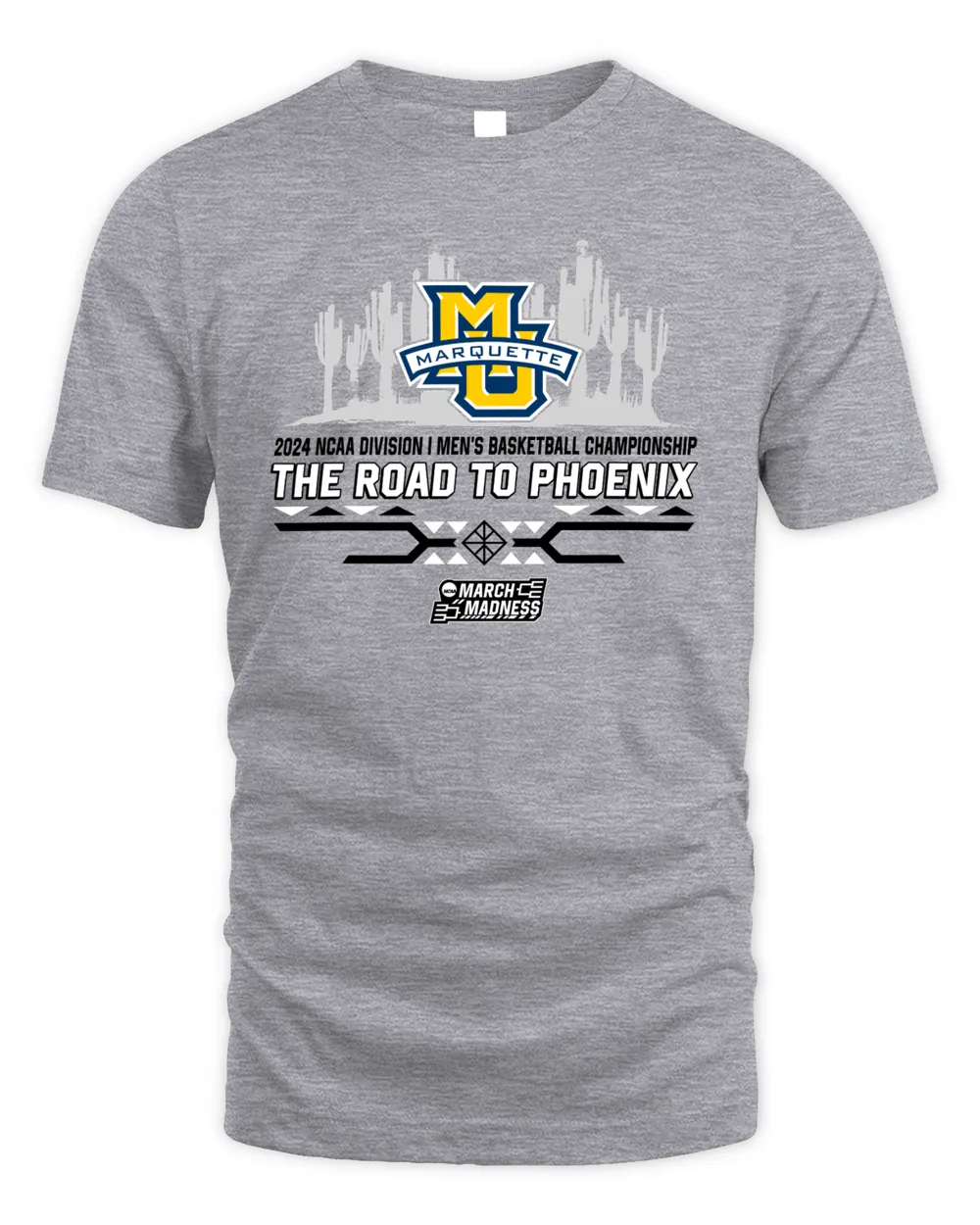 Marquette Golden Eagles Team 2024 Ncaa Division I Men's Basketball Champion The Road To Phoenix March Madness Tee Unisex Standard T-Shirt sport-grey s