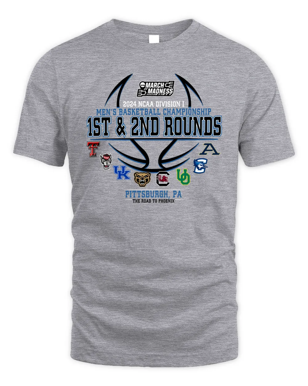 2024 Division I Men's Basketball Championship 1st-2nd Rounds Pittsburgh, PA The Road To Phoenix March Madness Tee Unisex Standard T-Shirt sport-grey s