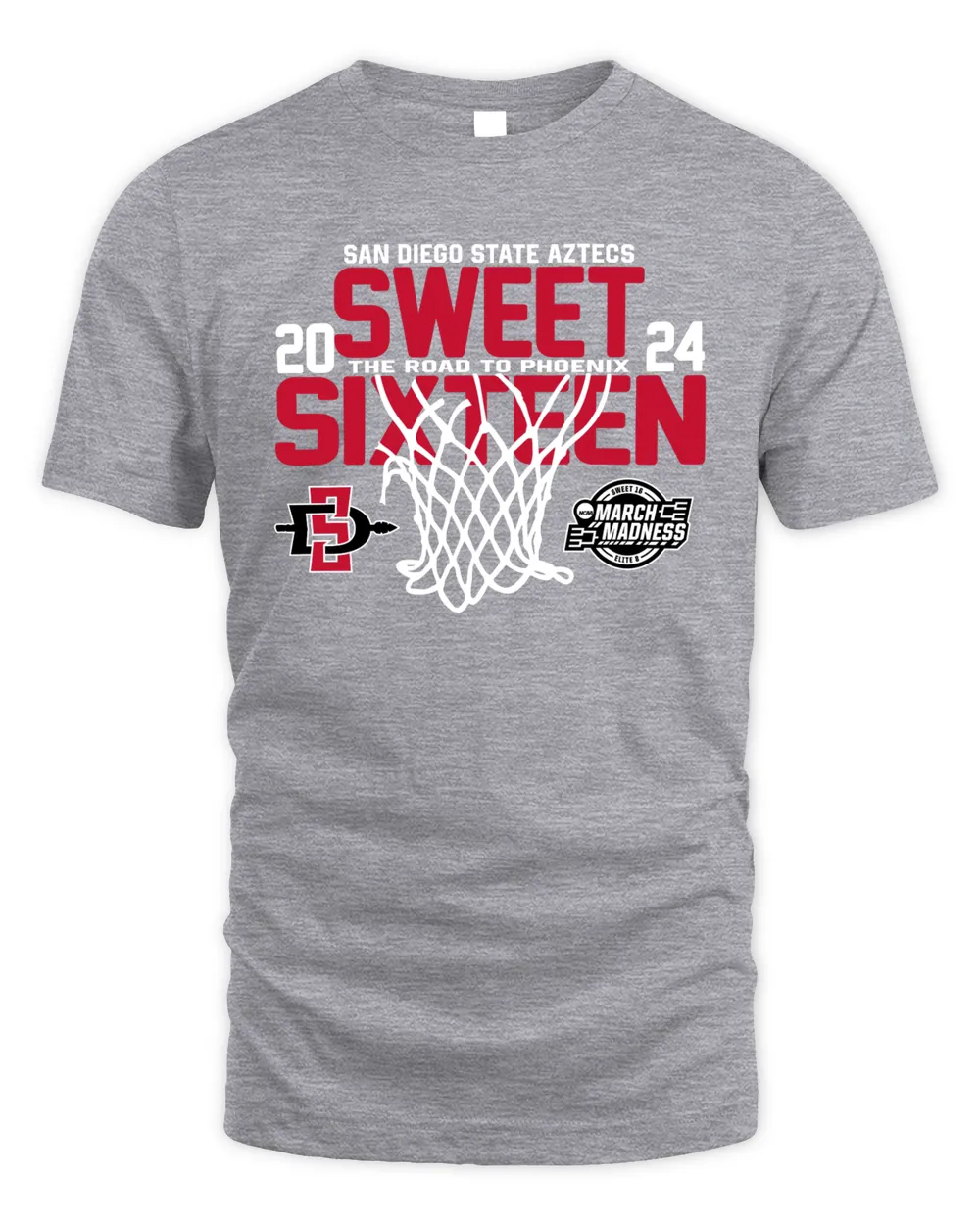 San Diego State Aztecs 2024 Sweet 16 The Road To Phonenix March Madness Shirt Unisex Standard T-Shirt sport-grey s