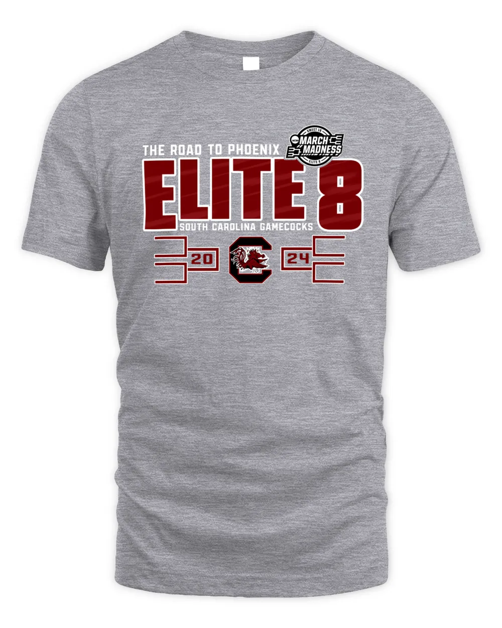 South Carolina Gamecocks 2024 NCAA Women's Basketball Tournament March Madness Elite Eight The Road to Phoenix T-Shirt Unisex Standard T-Shirt sport-grey s