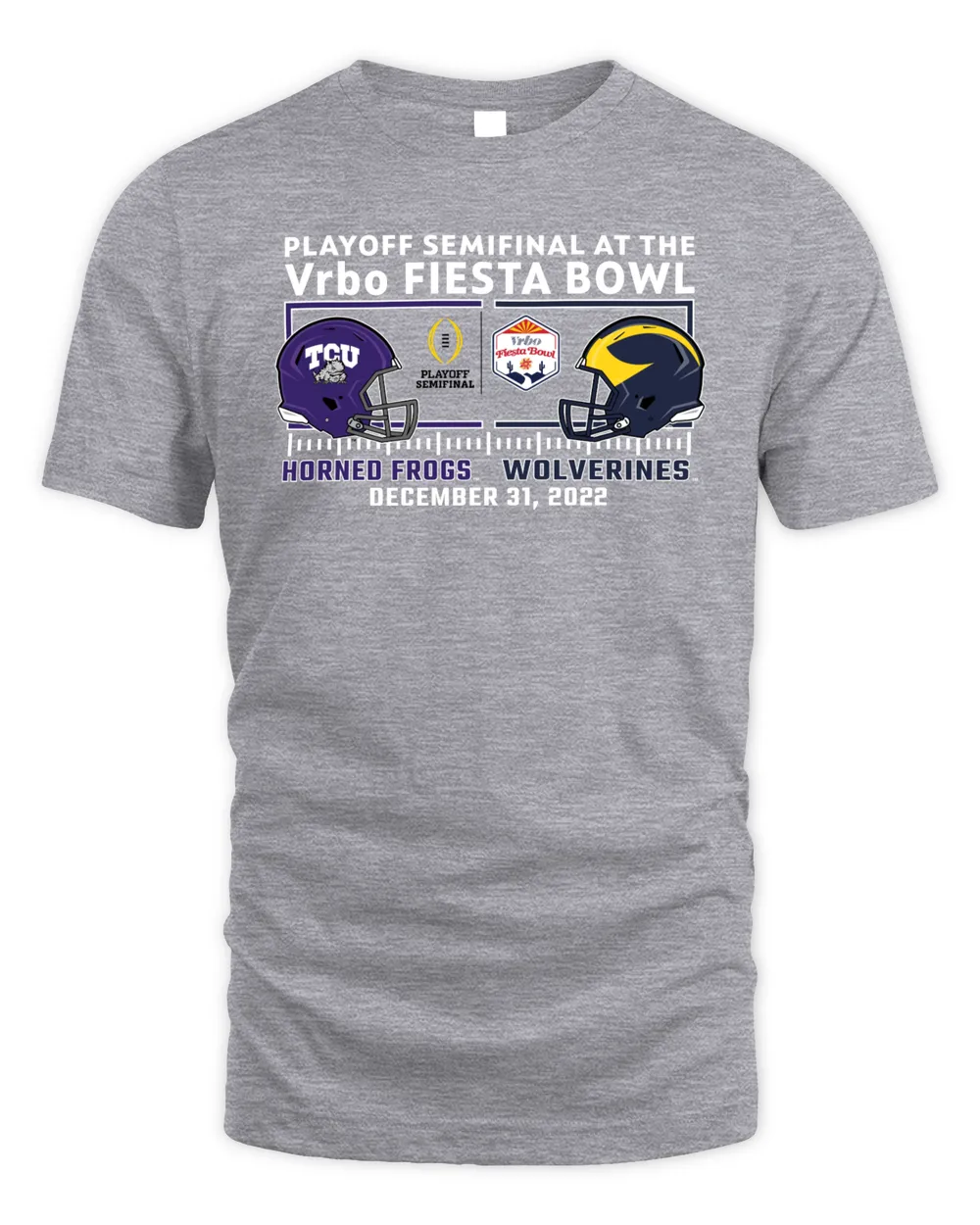 Texas Christian University Football 2022 Fiesta Bowl Playoff Bound Match-Up T Shirt Unisex Standard T-Shirt sport-grey s
