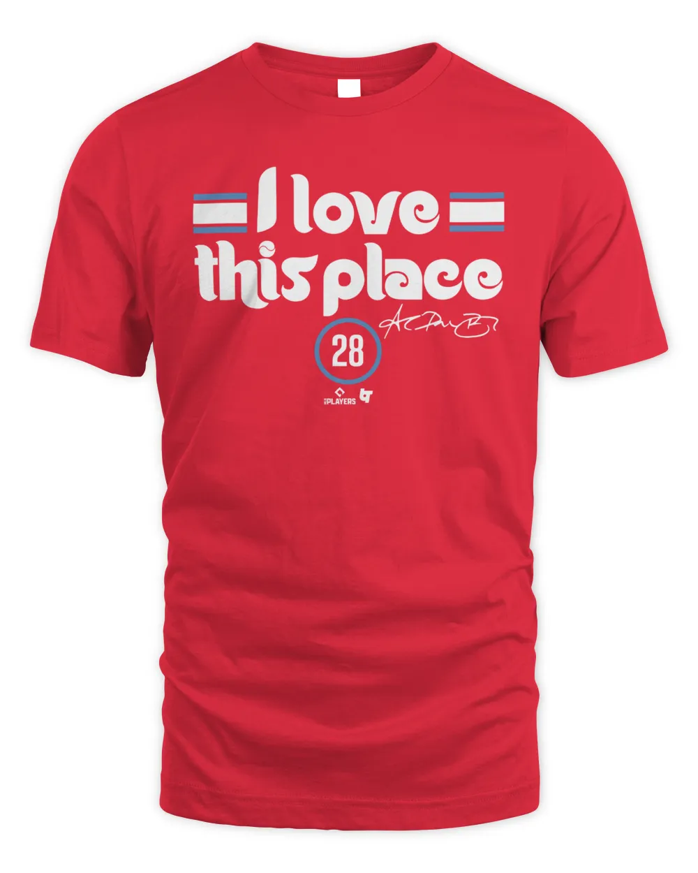 Phillies Alec Bohm I Love This Place T Shirt Unisex Standard T-Shirt red s