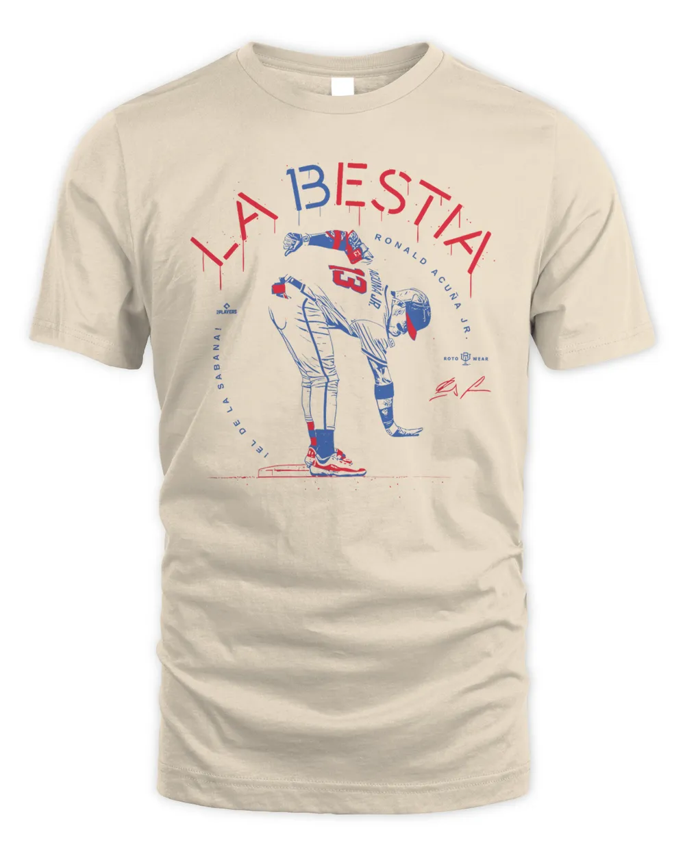 Ronald Acuña Jr #13 Atlanta Braves La Bestia T-Shirt Unisex Standard T-Shirt sand s