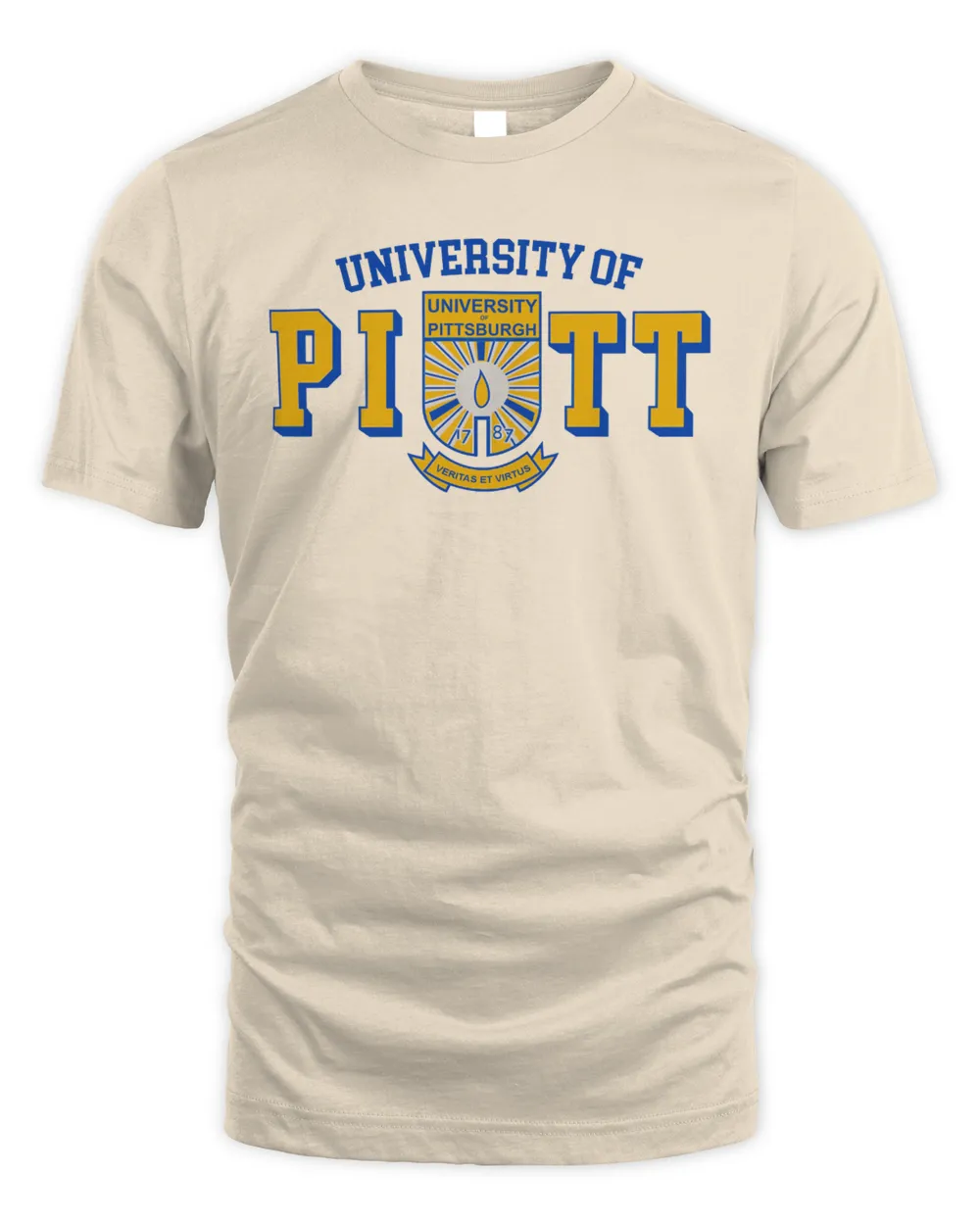 University of Pittsburgh Crest Est 1787 Veritas Et Virtus Long Sleeve Unisex Standard T-Shirt sand s