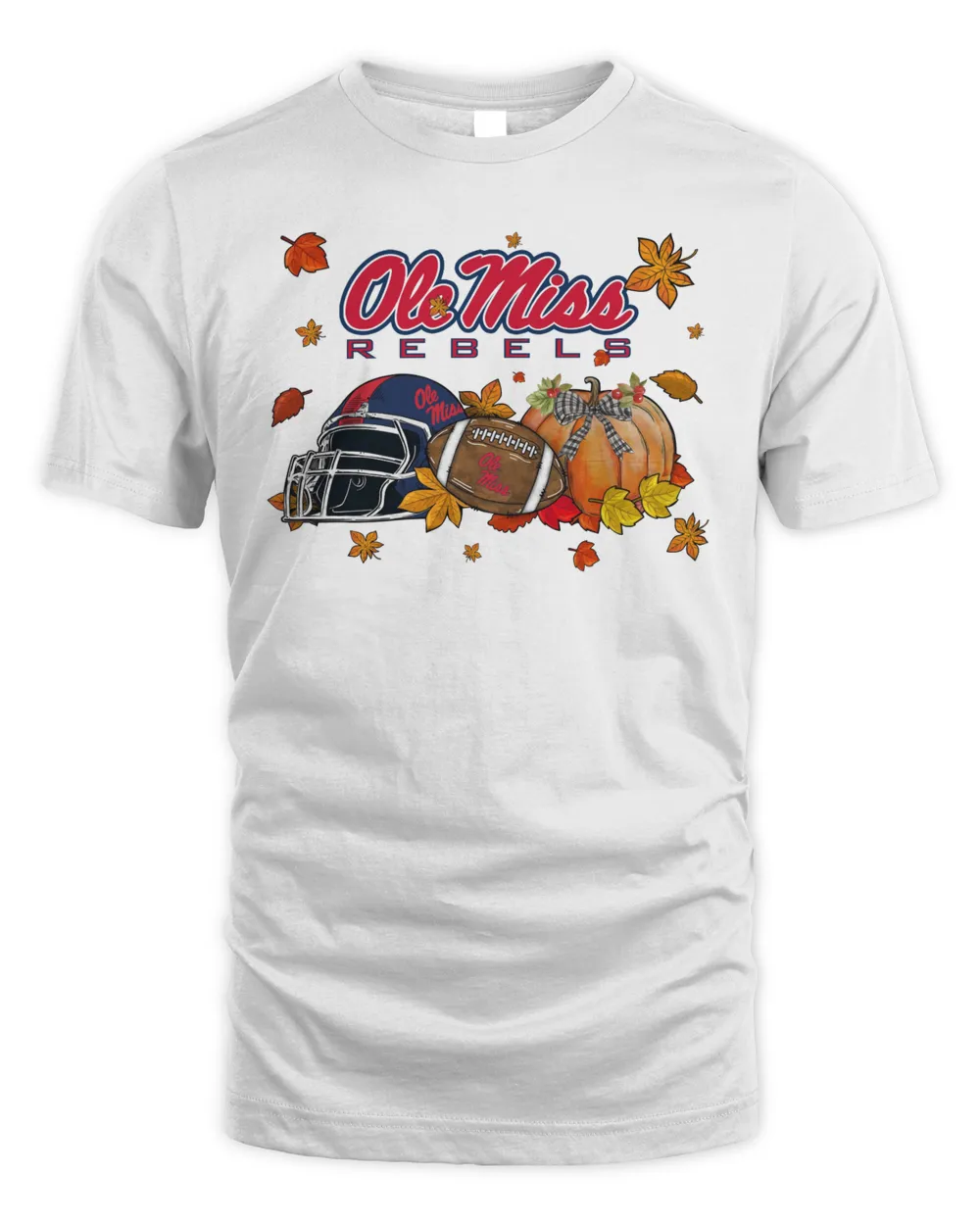 Ole Miss Rebels Ncaa Football Welcome Fall Pumpkin Halloween 2023 Tee Unisex Standard T-Shirt white s