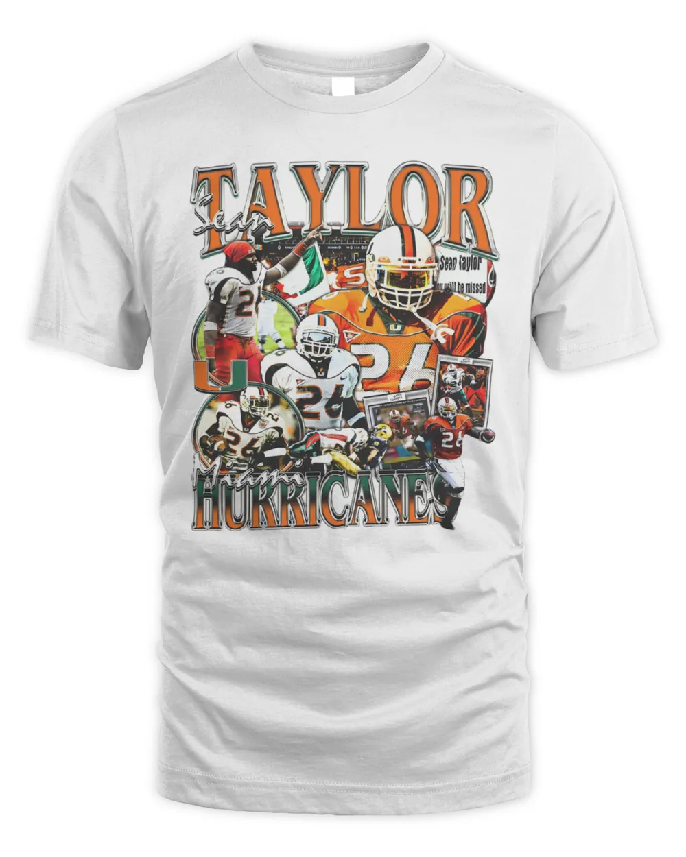 Sean Taylor #26 Miami Hurricanes Tee Unisex Standard T-Shirt white s