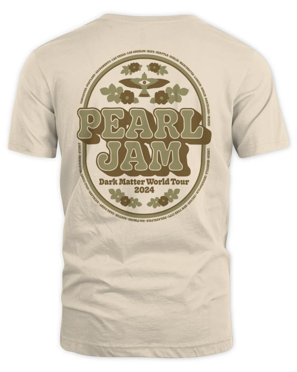 Pearl Jam Merch Dark Matter World Tour 2024 White Tee Unisex Standard T-Shirt sand s