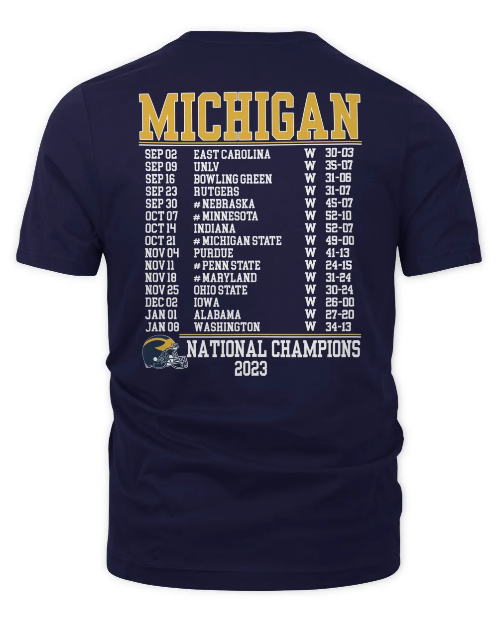 Champion University of Michigan Football 2023 National Champions Navy Final Score 34-13 and Schedule Tee Men's Premium Tshirt navy s