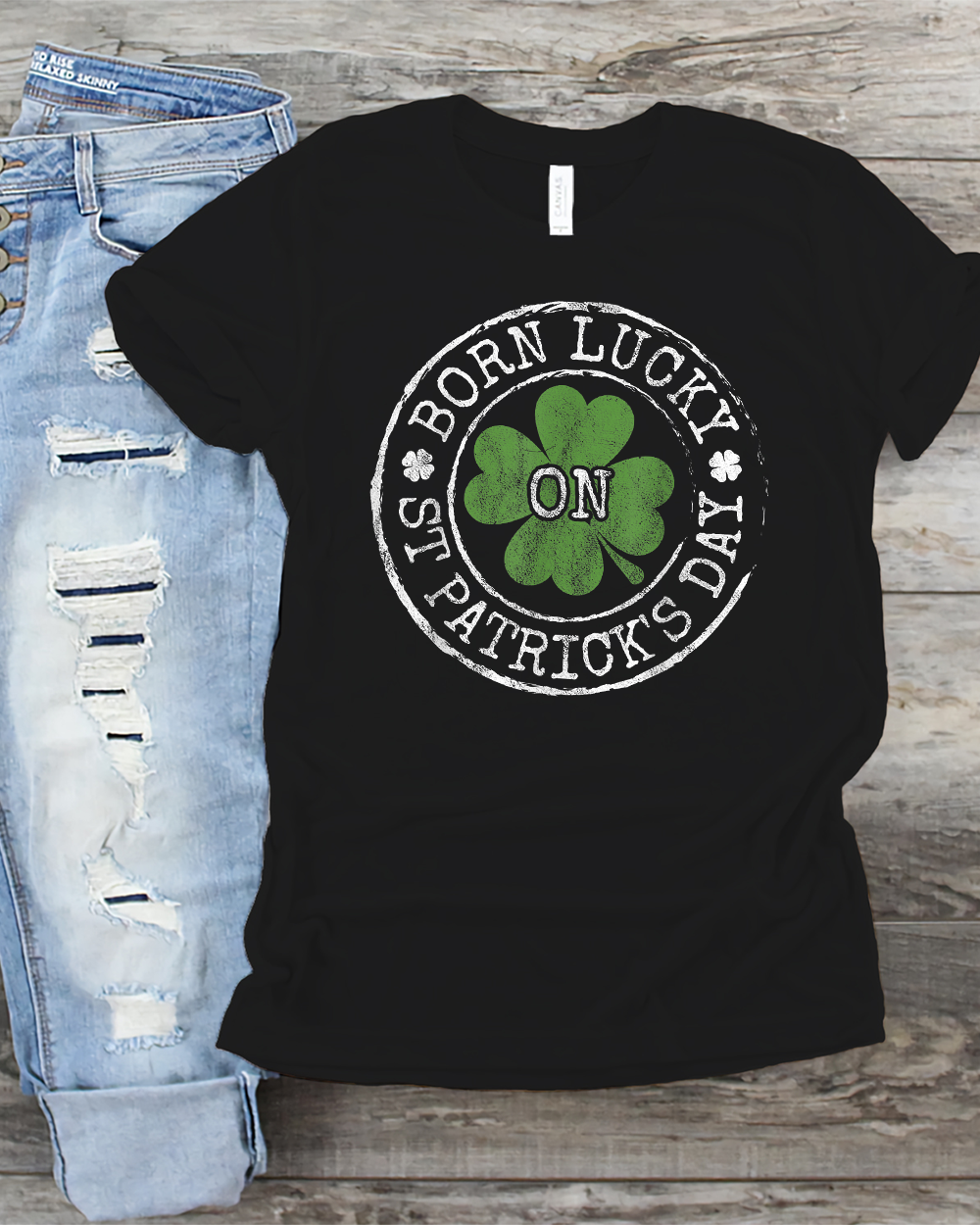 Born Lucky On St Patricks Day Irish Clovers Birthday Bday T-Shirt Unisex Standard T-Shirt black s