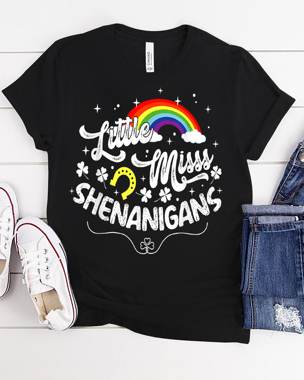 Little Miss Shenanigans Girls Kids Women St Patricks Day T-Shirt Unisex Standard T-Shirt black s