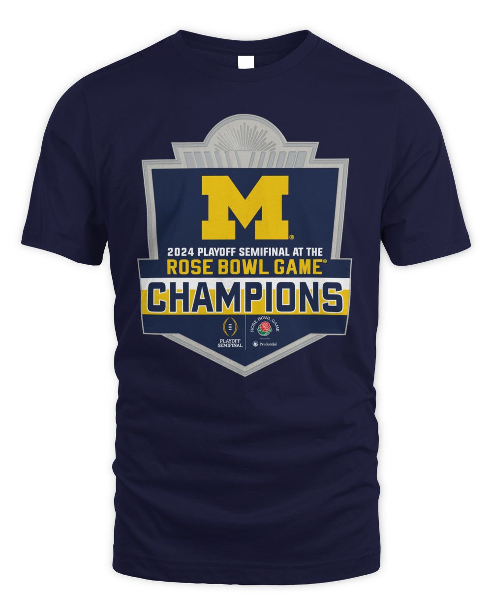 University of Michigan Football College Football Playoff 2024 Rose Bowl Game Champions Tee Unisex Standard T-Shirt navy s