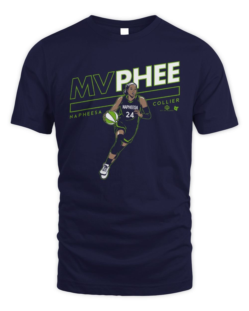 Minnesota Lynx #24 Napheesa Collier Mvphee Photo Unisex Standard T-Shirt navy s