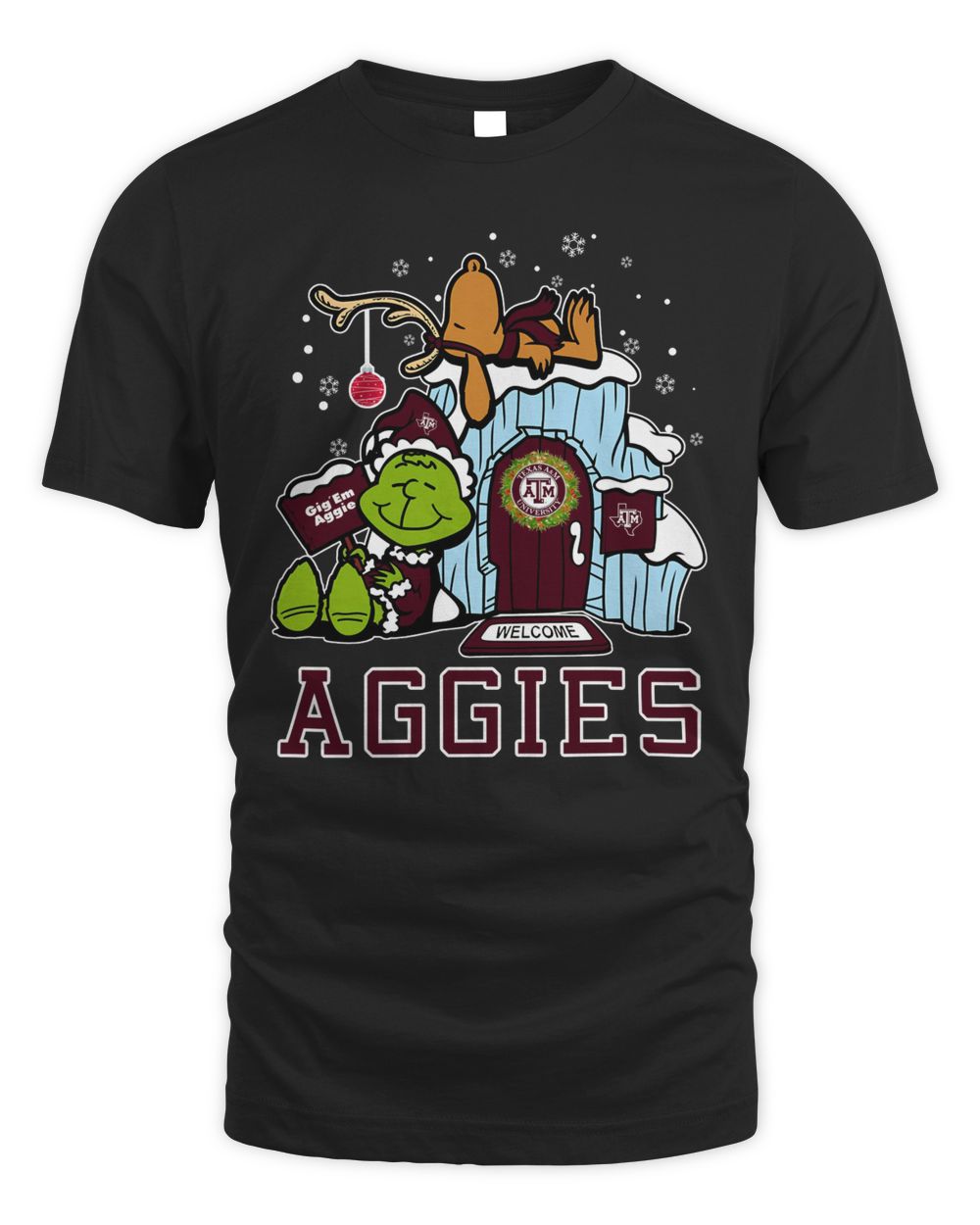 Texas Aggies Grinch Nuts Merry Xmas Welcome Shirt Black Unisex Standard T-Shirt black s
