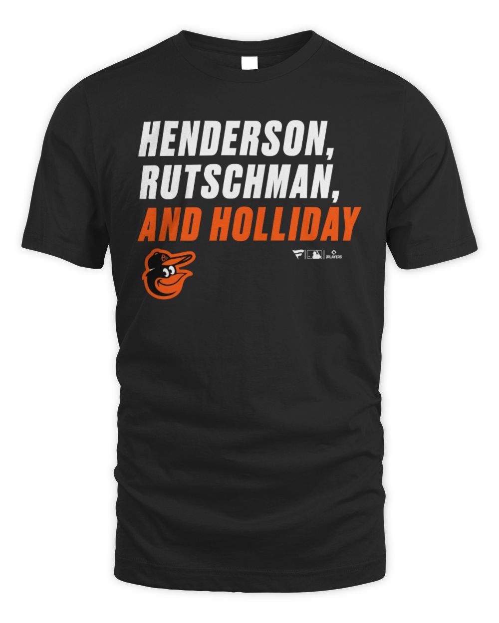 Adley Rutschman x Gunnar Henderson x Jackson Holliday Baltimore Orioles Stacked Names Tee Unisex Standard T-Shirt black s