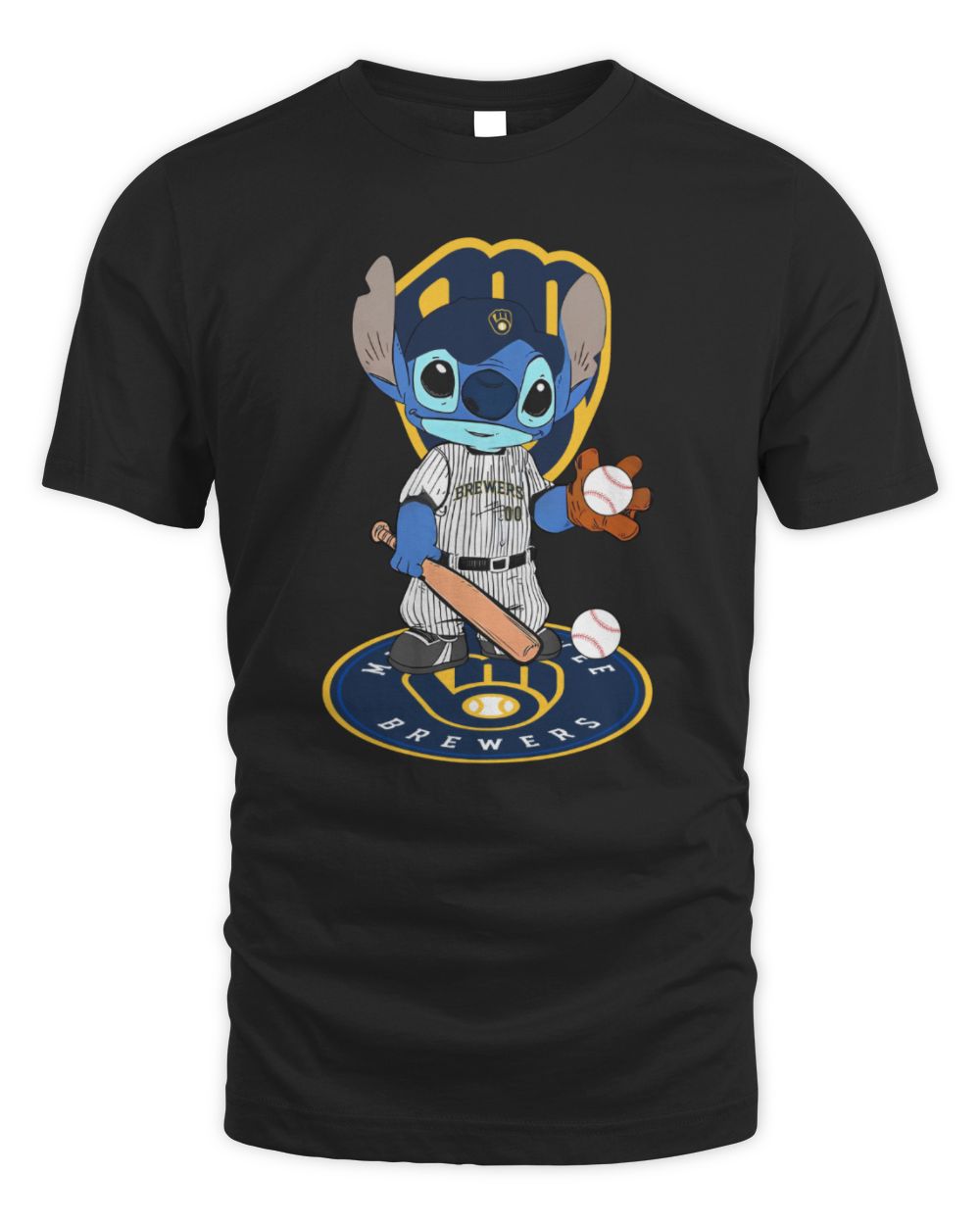 Official Stitch Player Milwaukee Brewers Baseball 2024 Hoodie Unisex Standard T-Shirt black s