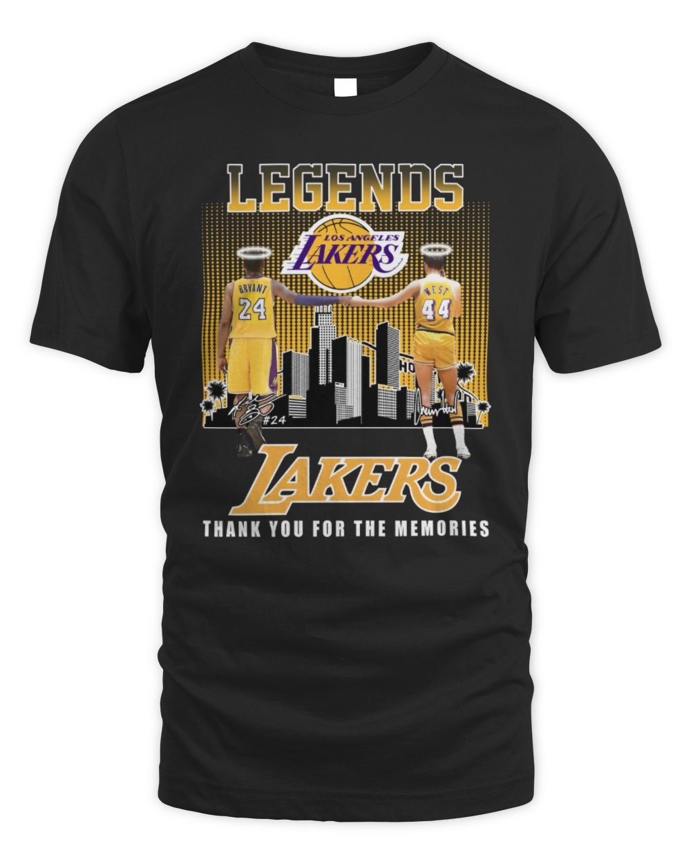 2024 Los Angeles Lakers Jerry West Kobe Bryant Rest In Peace Shirts Unisex Standard T-Shirt black s
