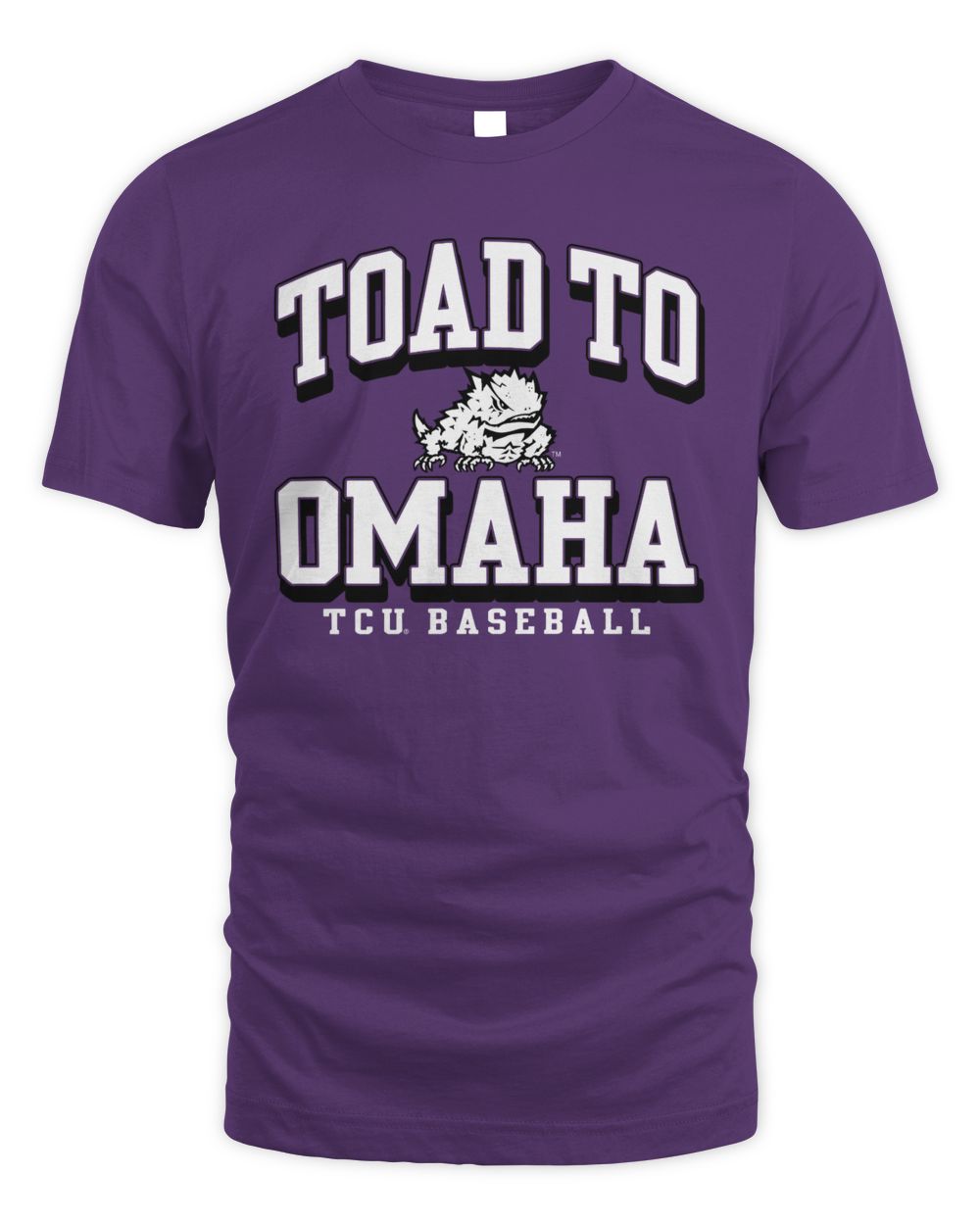 Official Texas Christian University Tcu Baseball 2023 College World Series Toad to Omaha Tee Unisex Standard T-Shirt purple s