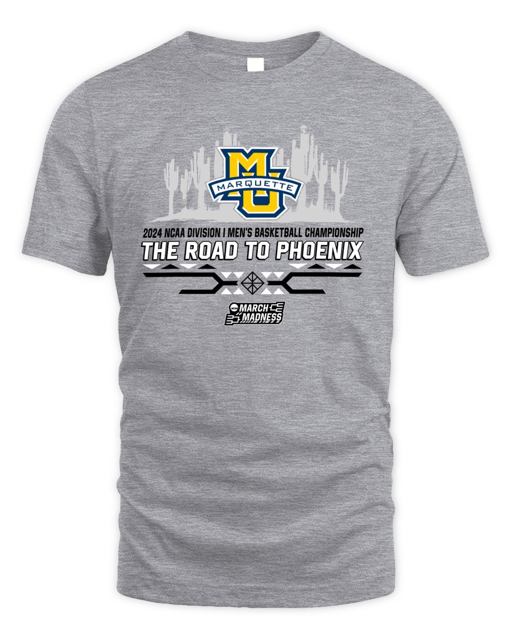 Marquette Golden Eagles Team 2024 Ncaa Division I Men's Basketball Champion The Road To Phoenix March Madness Tee Unisex Standard T-Shirt sport-grey s