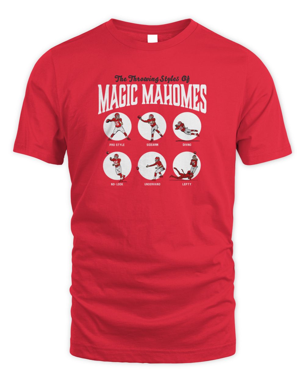 Patrick Mahomes Throwing Styles Tee Unisex Standard T-Shirt red s