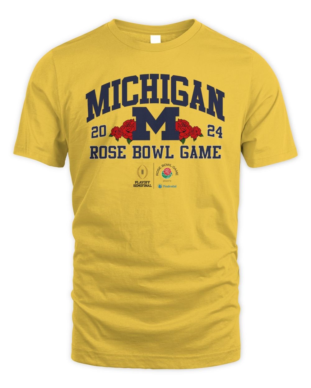 Michigan Wolverines Playoff Semifinal 2024 Rose Bowl Game Yellow Tee Unisex Standard T-Shirt daisy s
