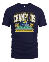 Michigan Wolverines College Football Playoff 2024 National Champions Tee Navy Unisex Standard T-Shirt navy s