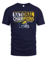 Michigan Wolverines Champion College Football Playoff 2023-2024 National Champions Helmet Shirt Unisex Standard T-Shirt navy s