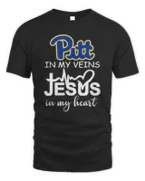 Official Pittsburgh Panthers Logo 2023 In My Veins Jesus In My Heart Hoodie Sweatshirt Unisex Standard T-Shirt black s