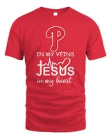 2023 Philadelphia Phillies October In My Veins Jesus In My Heart T Shirts Unisex Standard T-Shirt red s