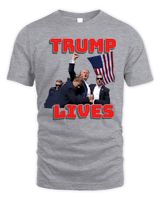 Official Trump Shot Trump Defiant Trump Lives Unisex Standard T-Shirt sport-grey s