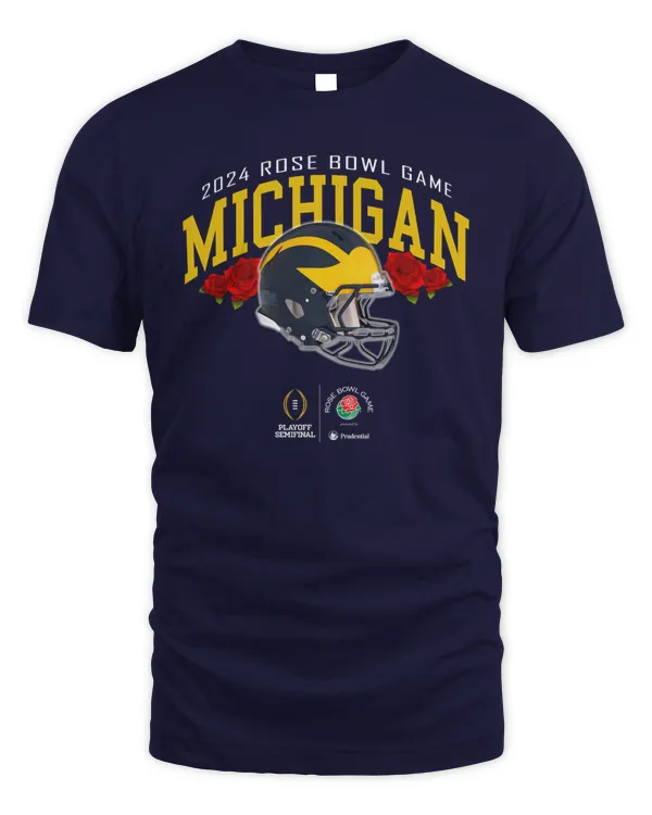 2024 Rose Bowl Game Michigan Wolverines College Football Playoff Navy Tee