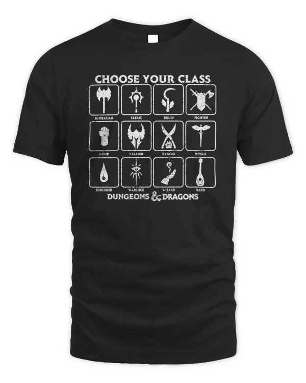 Official Dungeons & Dragons Choose Your Class Tee Shirt Black