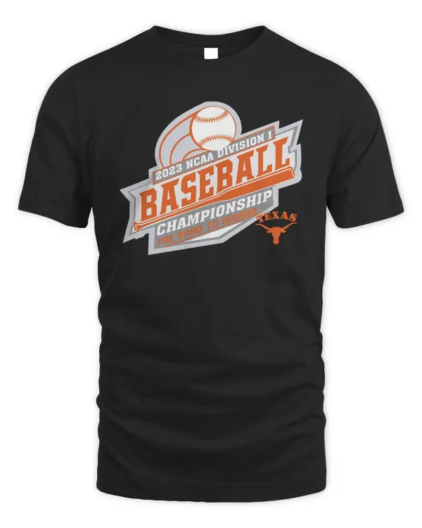 Official Texas Longhorns 2023 Ncaa Division I Baseball Championship The Road To Omaha Logo Tee Shirt