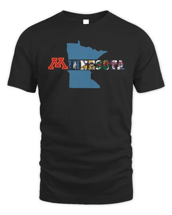 Minnesota Sport Team logo 2023 Map Logo Tee Shirt