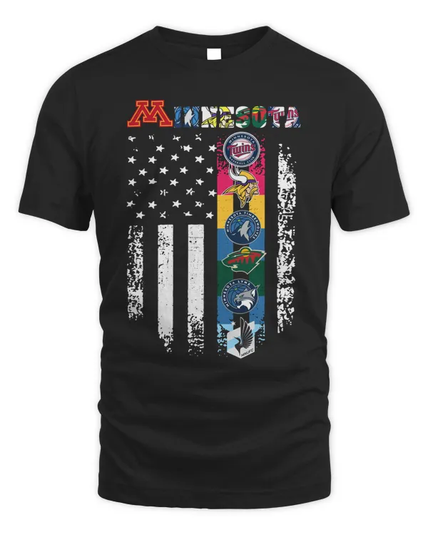 Minnesota Sport Team Logo 2023 American Flag Vikings x Twins x Timberwolves x Lynx x United FC x Golden Gophers x Wild Shirt