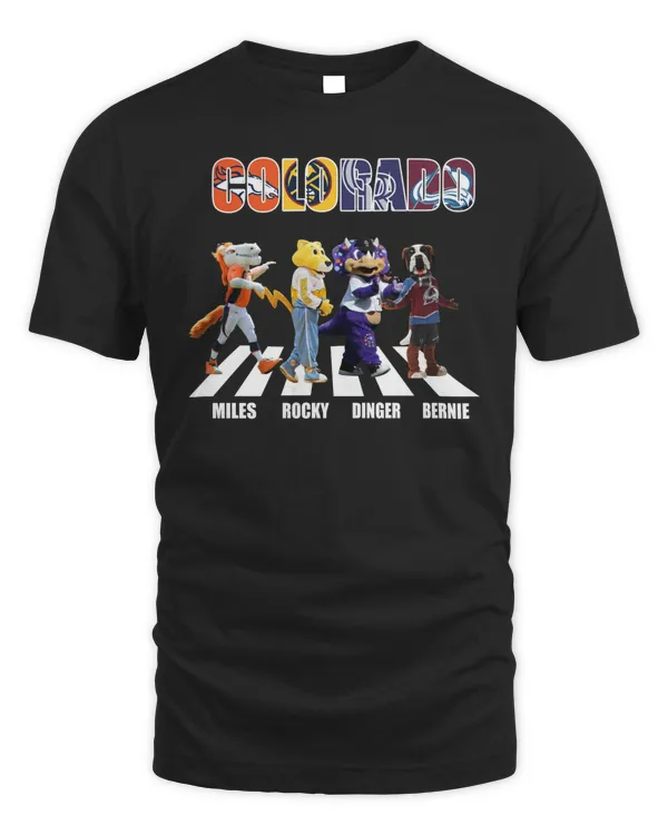 Colorado Sports Teams Mascots Miles Rocky Dinger And Bernie Abbey Road 2023 T Shirt