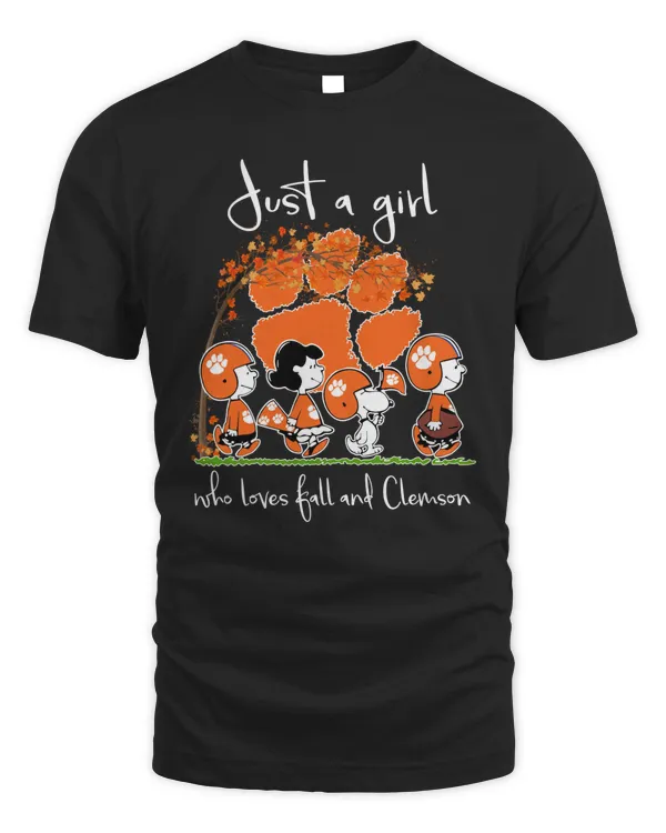 Just A Girl Who Loves Fall And Clemson Tigers Snoopy T Shirt